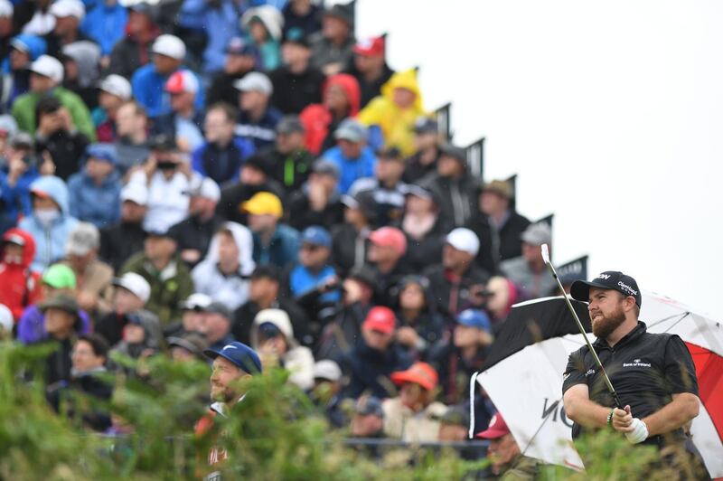 Lowry tees off at the 3rd hole. AFP