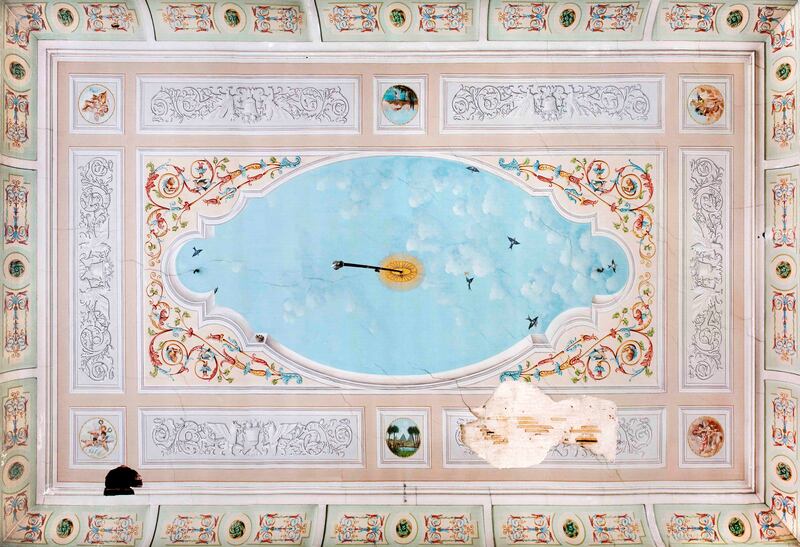 The painted ceiling of the heritage building in Beirut. Photo: Colombe Clier