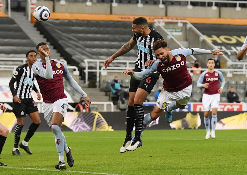Lascelles heads the Newcastle goal. Reuters