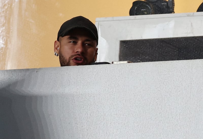 Al Hilal's Neymar is seen in the stands during the match. Reuters