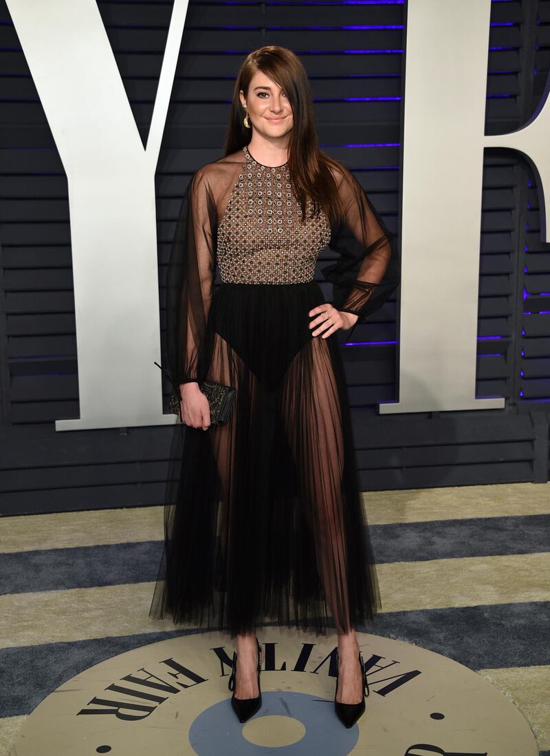 Shailene Woodley arrives at the 2019 Vanity Fair Oscar Party. AP