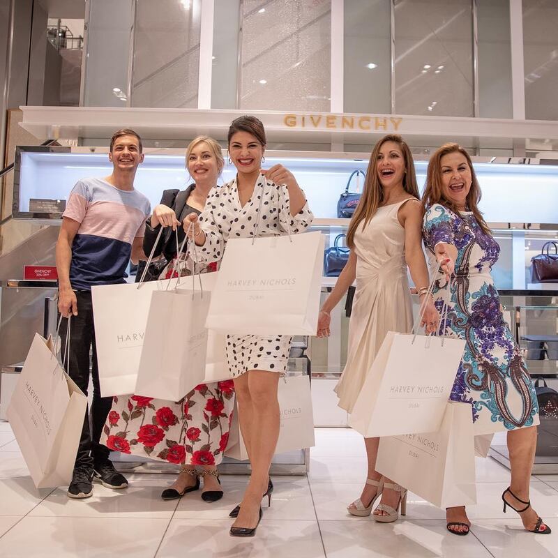 Jacqueline Fernandez in Dubai shopping during the Dubai Shopping Festival with her family. Instagram