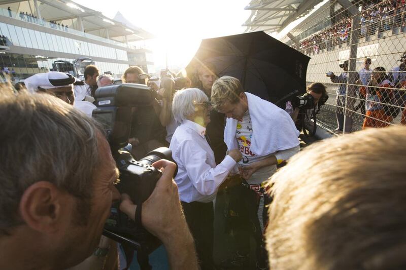 Sebastian Vettel of Red Bull prior to his victory during the Formula One Etihad Airways Abu Dhabi Grand Prix Yas Marina Circuit in Abu Dhabi on November 3, 2013. Christopher Pike / The National