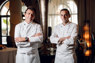 From left, chefs Yannick Alleno and Renaud Dutel. Photo: One&Only The Palm