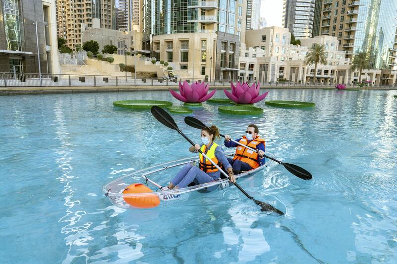 There are also transparent kayaks on offer. Courtesy The Dubai Fountain