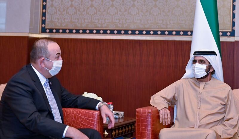 Sheikh Mohammed bin Rashid, Vice President and Ruler of Dubai, met Mevlut Cavusoglu, Foreign Minister of Turkey, on Wednesday. Photo: Dubai Media Office
