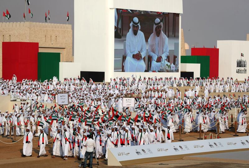 Abu Dhabi, United Arab Emirates - December 03, 2019: More than 100 tribes take part in the March of the Union. Tuesday, December 3rd, 2019. Zayed Heritage Fest, Abu Dhabi. Chris Whiteoak / The National