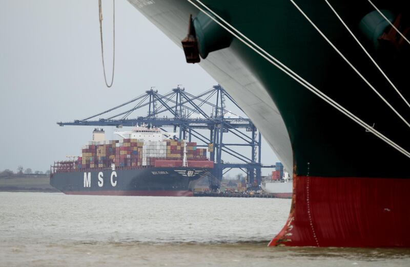 FILE PHOTO: A view of the Port of Felixstowe, Britain, January 28, 2021. Picture taken January 28, 2021. REUTERS/Peter Cziborra/File Photo