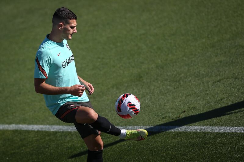 Portugal's Diogo Dalot during training on Wednesday, October 6. EPA