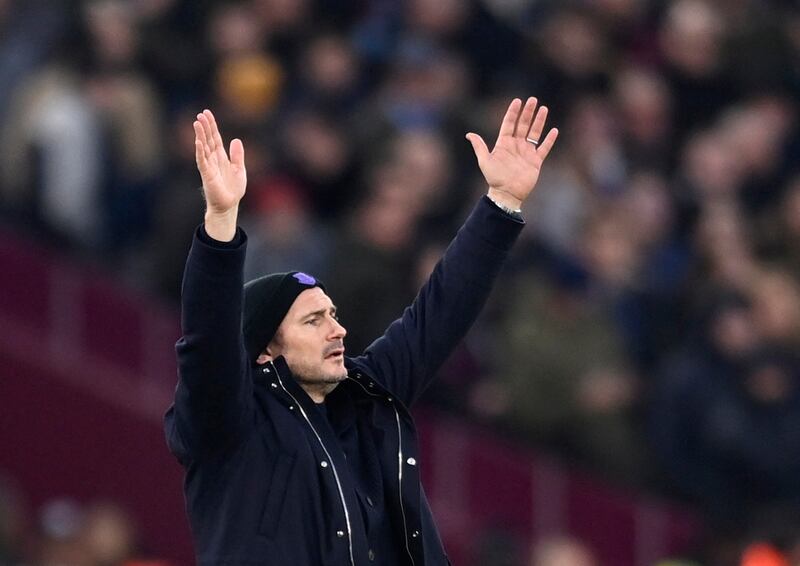 Everton manager Frank Lampard watches the action. Reuters