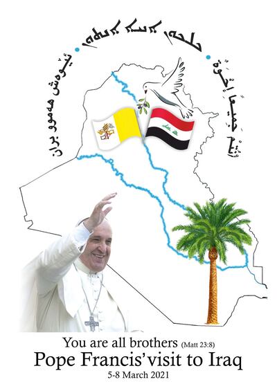 Logo of Pope Francis’ visit to Iraq. Courtesy Iraqi Bishop Basel Yaldo