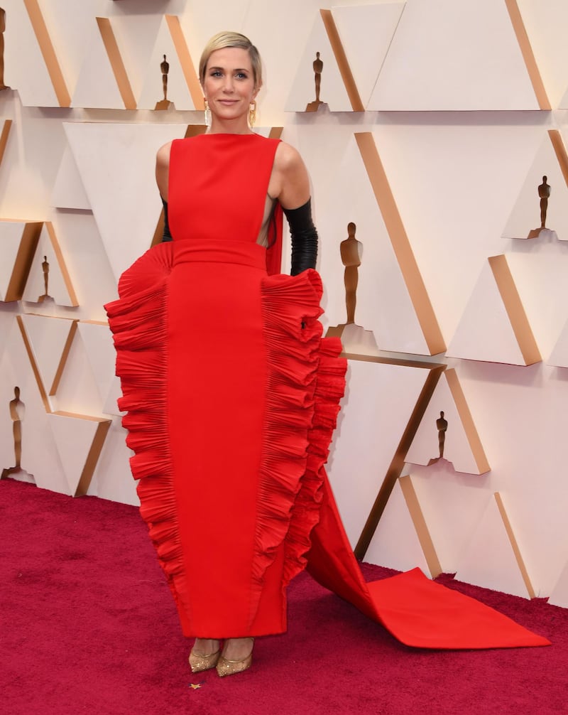 Kristen Wiig wearing Valentino at the 92nd Oscars at the Dolby Theatre in Hollywood, California on February 9, 2020. AFP