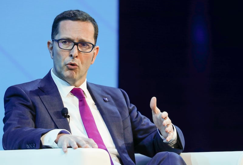 Abu Dhabi, United Arab Emirates, November 12, 2019.  
ADIPEC day 2.
New Strategies to accelerate the industry's response to environmental pressures.
-- Mario Mehren, CEO, Wintershall Dea.
Victor Besa / The National
Section:  NA
Reporter:  Jennifer Gnana