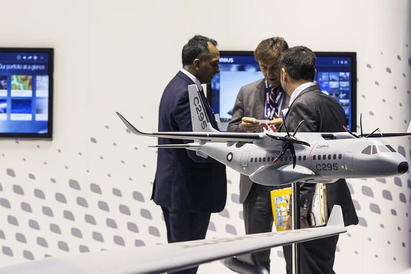 The Airbus stand at Idex. The company’s C295 is used for transport and surveillance. Mona Al Marzooqi/ The National