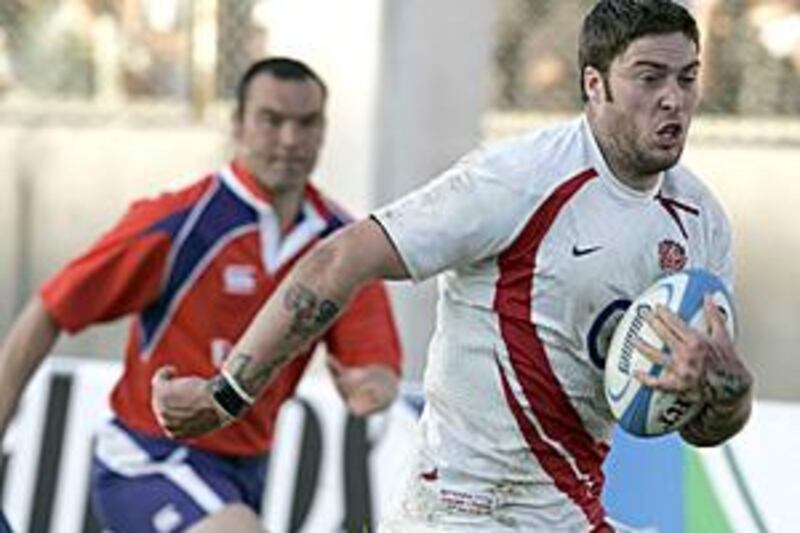 Matt Banahan, the 18st winger, scores against Argentina. He has made great progress for both England Saxons and the England first team this summer.