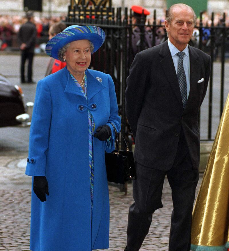 November 20, 1997:  The Queen and Prince Philip celebrate their Golden Wedding Anniversary at Westminster Abbey. Getty