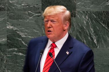 US President Donald Trump speaks during the 74th Session of the United Nations General Assembly at UN Headquarters in New York, September 24, 2019. AFP