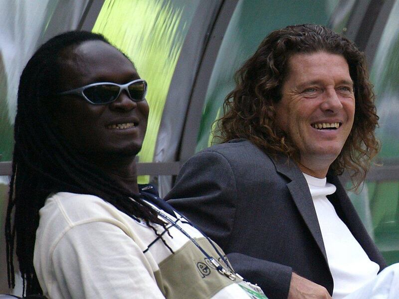 As manager of Senegal in 2002, Bruno Metsu, right, coached his squad to the World Cup quarter-final. Damien Meyer / AFP