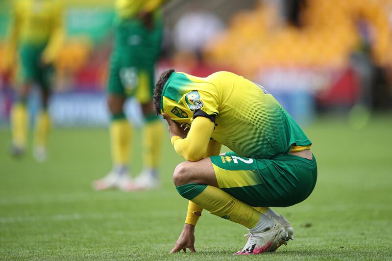 A dejected Max Aarons at the end of the game.