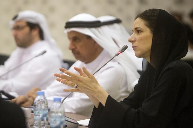 Dr Maha Barakat, director general of the Abu Dhabi Health Authority, speaks during a round table discussion about global health organised by the UAE Ministry of International Cooperation and the Bill and Melinda Gates Foundation. Christopher Pike / The National