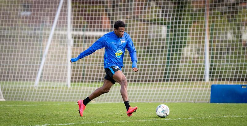 Hertha Berlin's Javairo Dilrosun during training.