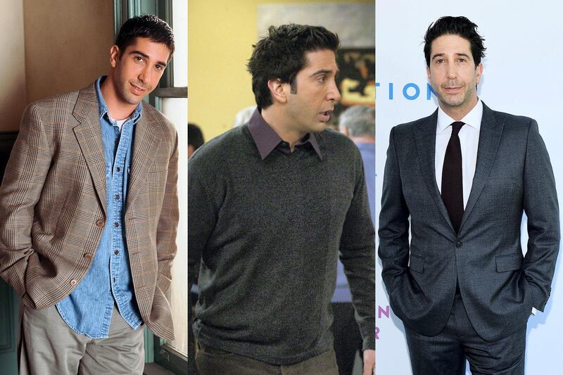 David Schwimmer pictured in 1994, 2004 and 2019. Getty