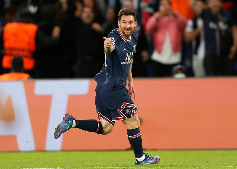 Paris Saint-Germain's Lionel Messi celebrates. EPA