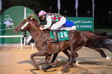 Fernando Jara steers Rajee to victory from Pharitz Oubai, partly hidden, at Al Ain on Saturday. Courtesy Cedric Lane/ERA