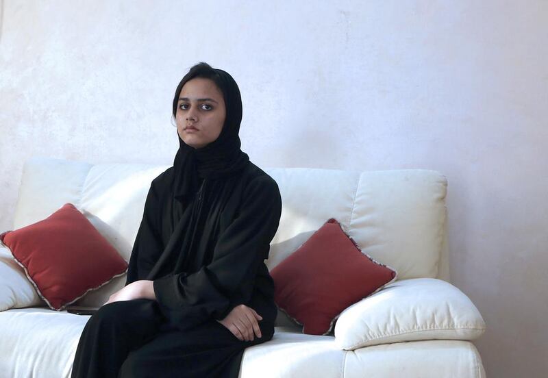 Six weeks after a fall at her Fujairah school that left her with severe injuries, 14-year-old Alaa Al Abduli is losing hope that she will ever get back to normal. Jeffrey E Biteng / The National