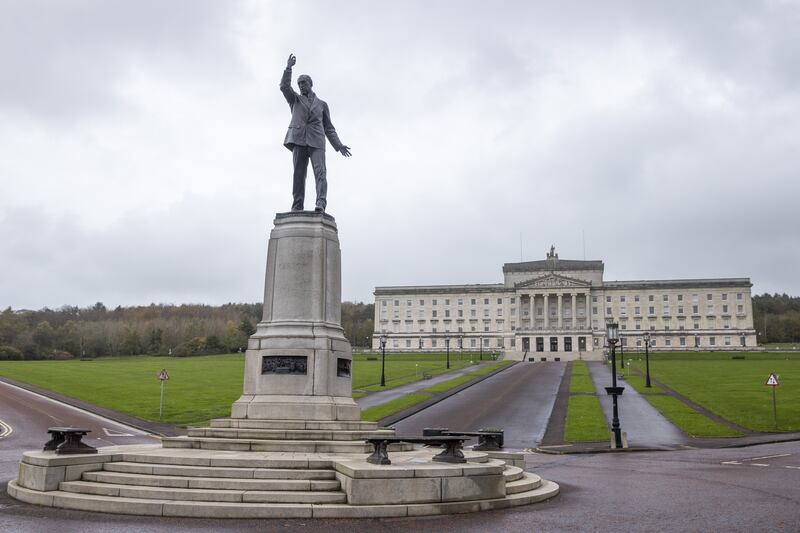 The Carson Statue and Parliament buildings at Stormont Estate, in Northern Ireland. PA
