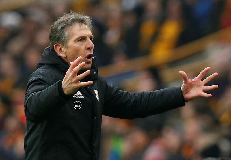 Soccer Football - Premier League - Wolverhampton Wanderers v Leicester City - Molineux Stadium, Wolverhampton, Britain - January 19, 2019  Leicester City manager Claude Puel reacts during the match   REUTERS/Andrew Yates  EDITORIAL USE ONLY. No use with unauthorized audio, video, data, fixture lists, club/league logos or "live" services. Online in-match use limited to 75 images, no video emulation. No use in betting, games or single club/league/player publications.  Please contact your account representative for further details.