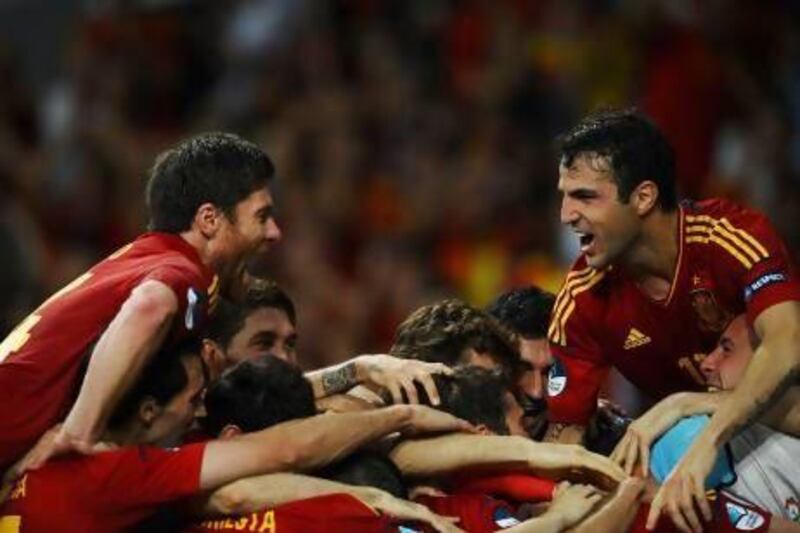 Cesc Fabregas, right, has had plenty of success as a 'false No 9' for Spain, with coach Vicente del Bosque opting against strikers. Laurence Griffiths / Getty Images