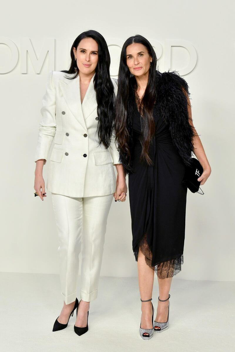 Rumer Willis and Demi Moore attend the Tom Ford show during New York Fashion Week on February 7, 2020, in Los Angeles. AFP