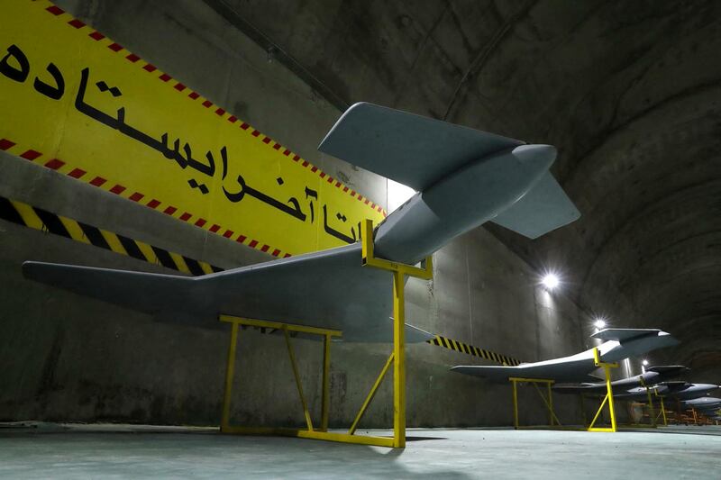An army drone at an underground base somewhere in Iran. AFP