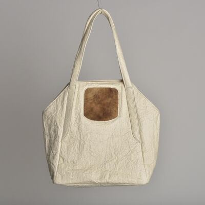 A bag made with mushroom leather or muskin. Raghunath Rajaram / GradoZero Espace