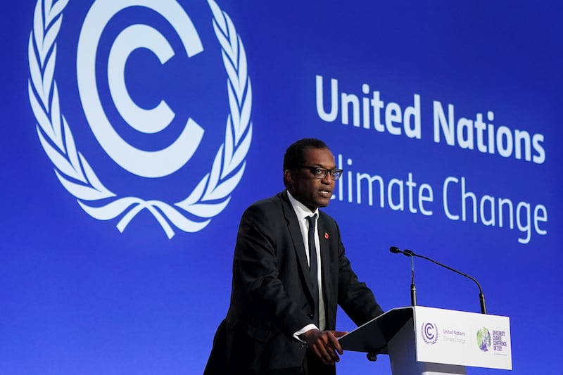 Mr Kwarteng speaks to delegates during Cop26 in Glasgow, in November 2021. Getty Images