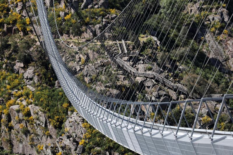 A view of the 516 Arouca in Portugal. At 516 metres long and 175 metres high, it is considered the largest pedestrian suspension bridge in the world. EPA