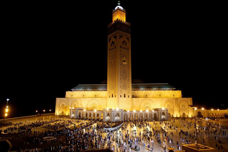 Faithful attend prayers during Laylat Al Qadr on the esplanade of the Hassan II Mosque in Casablanca, Morocco, on June 11, 2018. Youssef Boudlal / Reuters