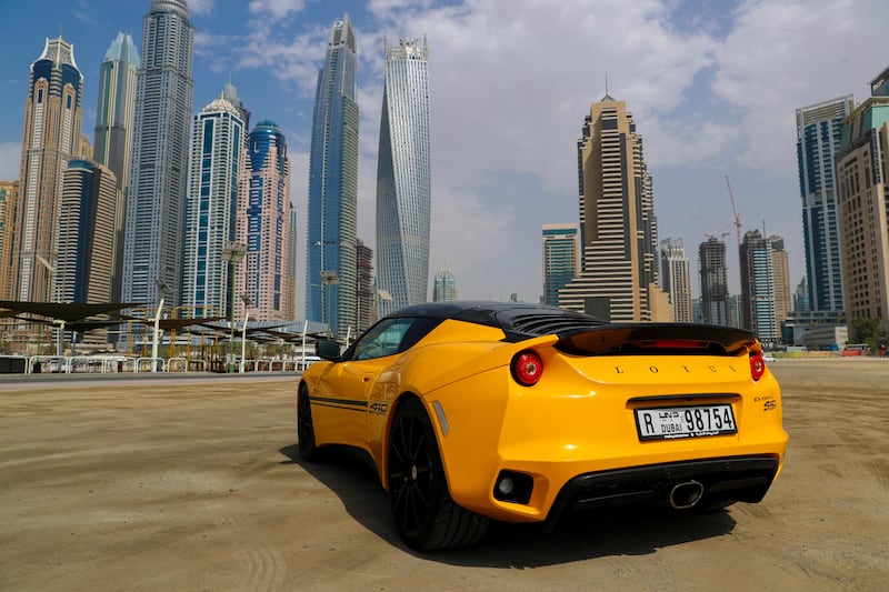 Dubai, United Arab Emirates, August 06, 2017: Lotus Evora 410 Sport road test for motoring on Sunday, Aug. 06, 2017, The Marina, Dubai. Chris Whiteoak The National