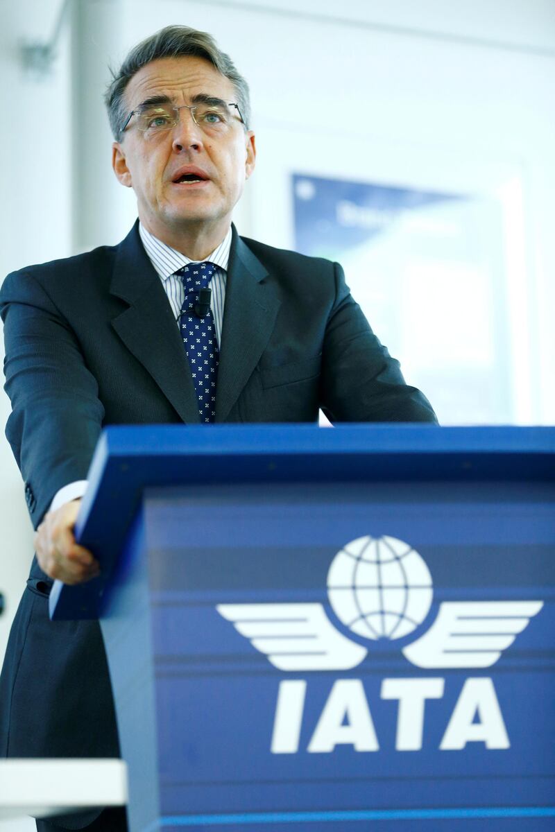 FILE PHOTO: International Air Transport Association (IATA) Director General and CEO Alexandre de Juniac speaks during the Global Media Day in Geneva, Switzerland December 5, 2017. REUTERS/Pierre Albouy/File Photo