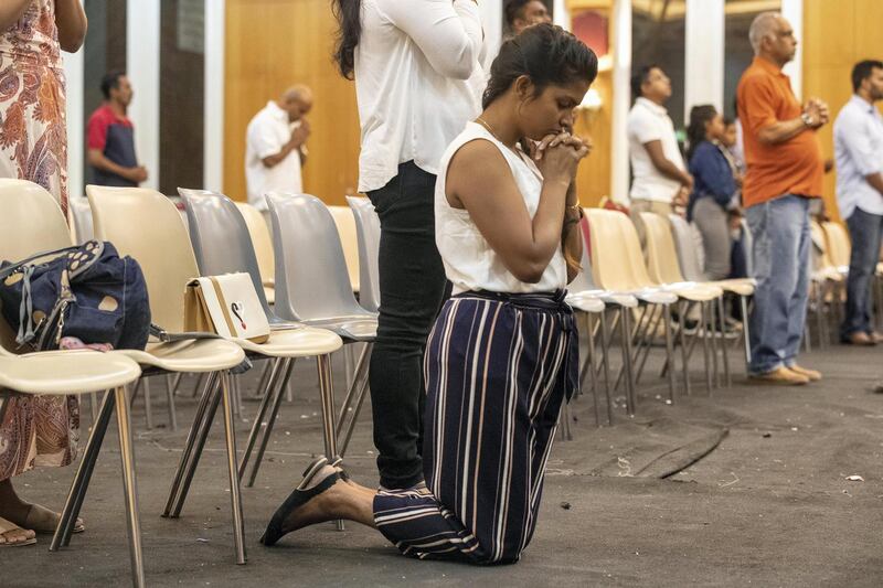 DUBAI, UNITED ARAB EMIRATES. 22 APRIL 2019. Memorial service for the Sri Lanka terror attacts at St Francis of Asisi church in Jebel Ali. (Photo: Antonie Robertson/The National) Journalist: None. Section: National.