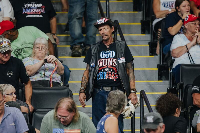 'God, Guns and Trump': Attendees during the Trump/Oz rally. Bloomberg