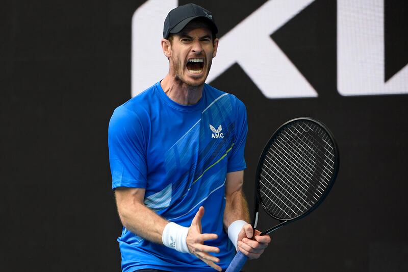 Andy Murray during the Australian Open first round match against Nikoloz Basilashvili of Georgia in Melbourne on Tuesday, January 18, 2022. AP