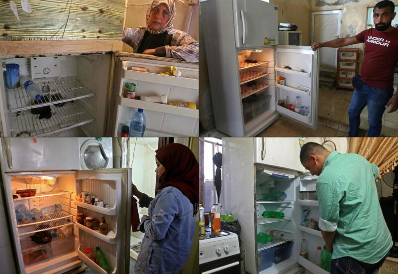 A combination image shows bare fridges across Lebanon as the economic crisis plunges households into poverty. AFP