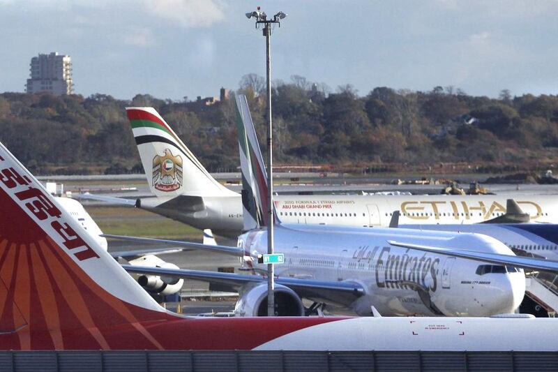 Tim Clark, the president of Emirates, and James Hogan, the Etihad chief executive, are both in the US capital to argue their case that claims made against them are without merit. Jessica Rinaldi / Reuters