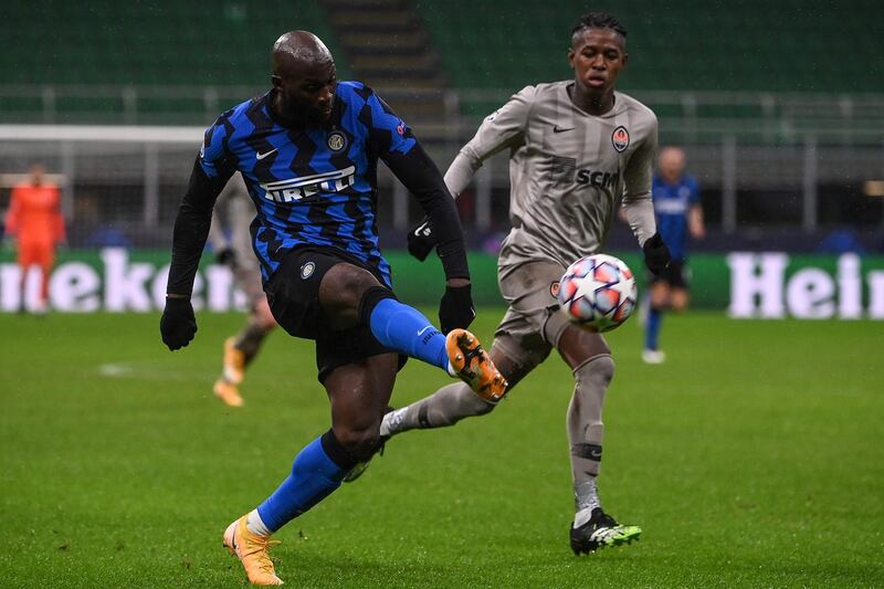 Inter forward Romelu Lukaku passes the ball. AFP