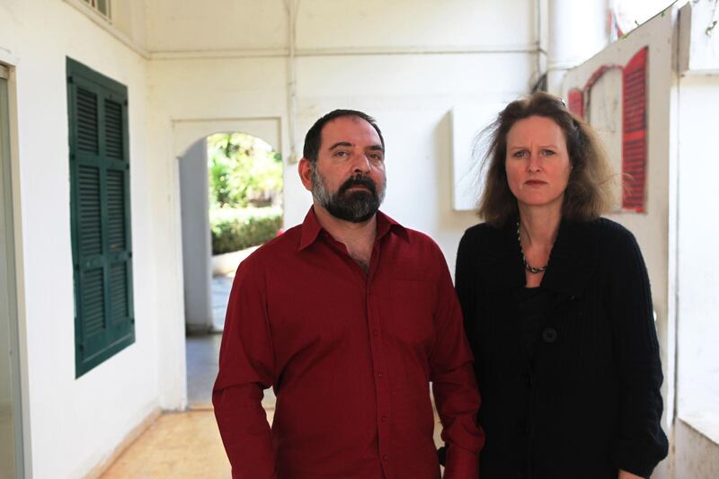 4/9/2009 Beirut, Lebanon.Lokman Slim and his wife Monika Borgmann photographed at their UMAM center in the Ghobeirey neighborhood in Beirut's southern suburbs. ..Credit: Bryan Denton for The National