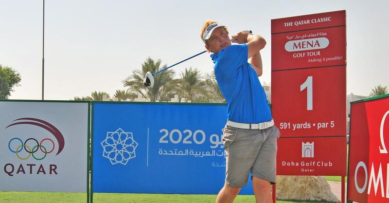 Tyler Hogarty of South Africa has the first round lead at the Qatar Open, the latest stop on the Mena Tour. Courtesy Mena Tour