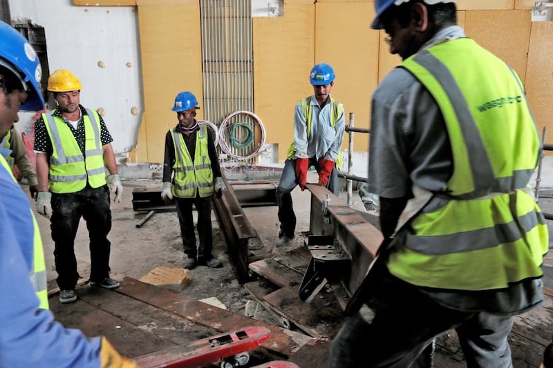 Work continues apace in the Louvre Abu Dhabi. Christopher Pike / The National