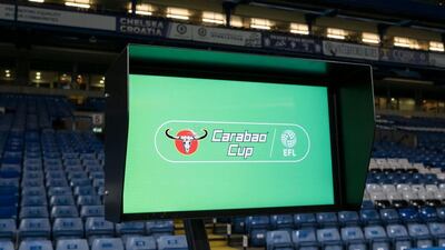 The Video Assistant Referee (VAR) system pitchside ahead of the League Cup semi-final first leg between Chelsea and Arsenal at Stamford Bridge. Will Oliver / EPA